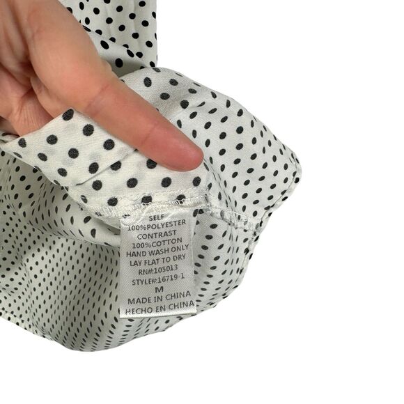 Savannah Jane Polka Dot Floral Embroidered Short Sleeve Blouse Boho Womens Med - Picture 4 of 5